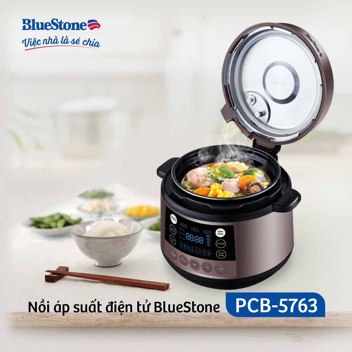 Nồi áp suất điện Bluestone 5 lít PCB-5763